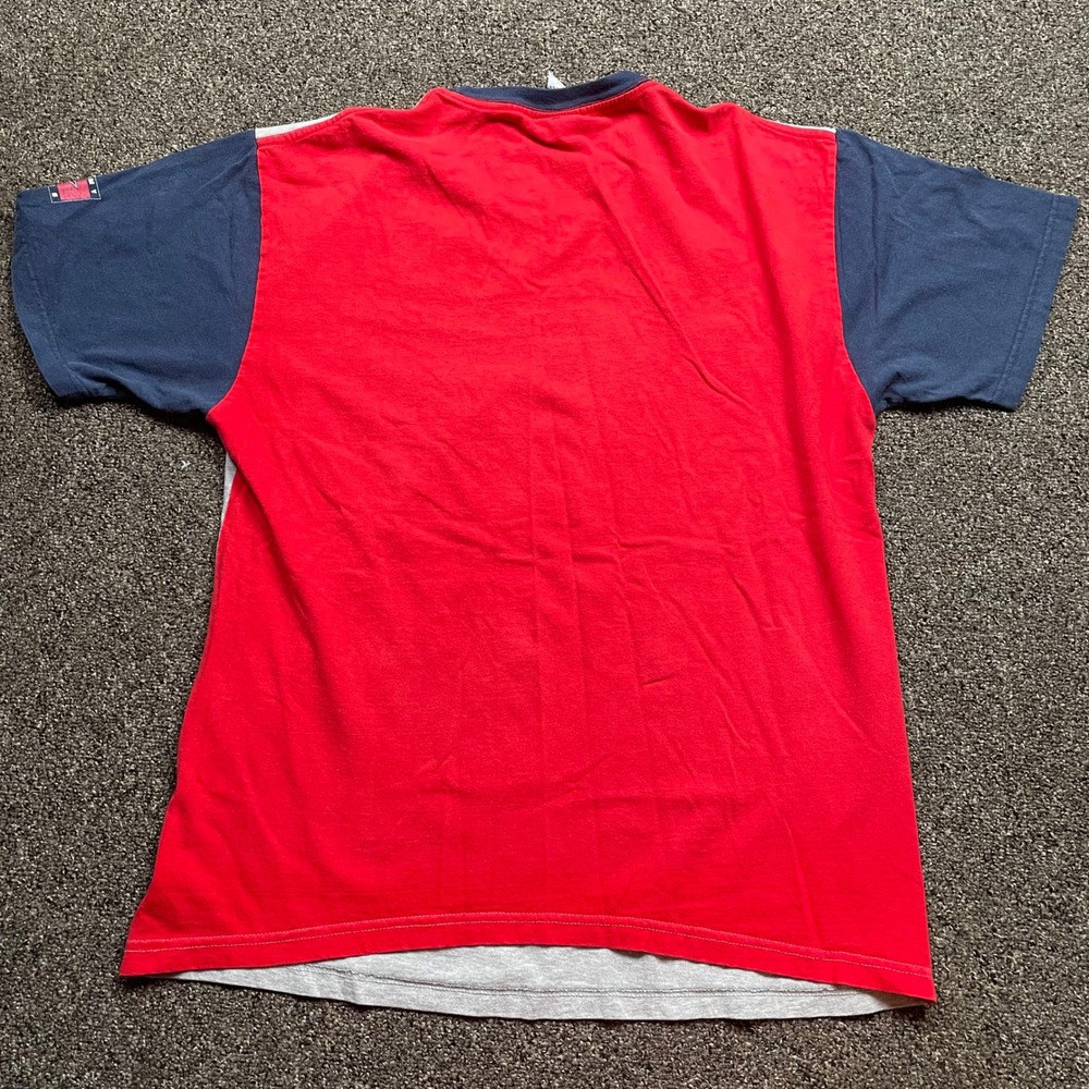 Vintage Tommy Jeans T Shirt Mens Large Colorblock Grey Red Blue Made in USA 90s - Picture 3 of 8